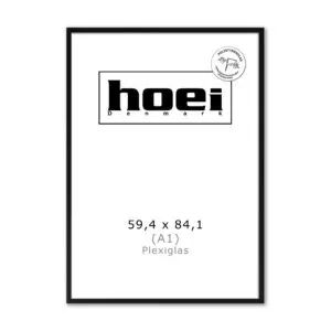 Sort plakatramme i A1 59,4x84,1 cm med plexiglas