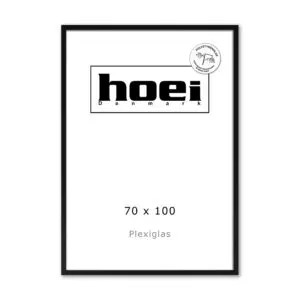 Sort plakatramme i 70x100 cm med plexiglas