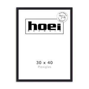 Sort fotoramme i træ 30x40 plexiglas