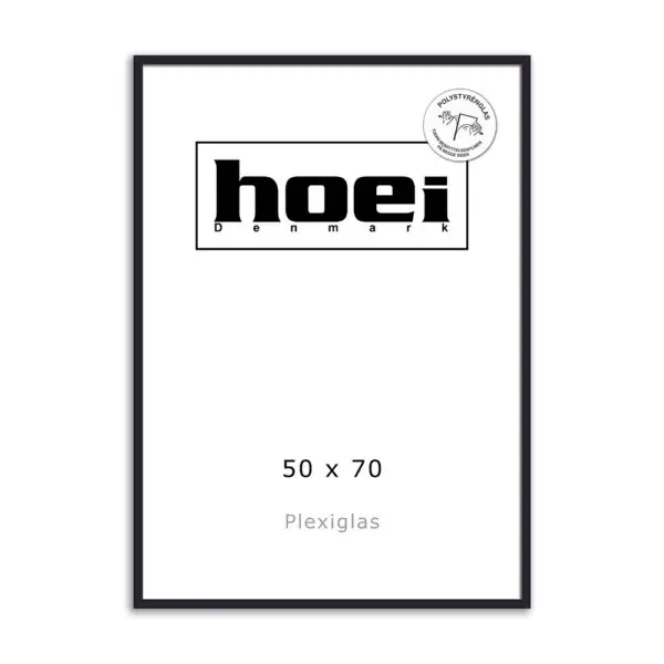 Sort plakatramme i træ Hoei 111 50x70 plexiglas front