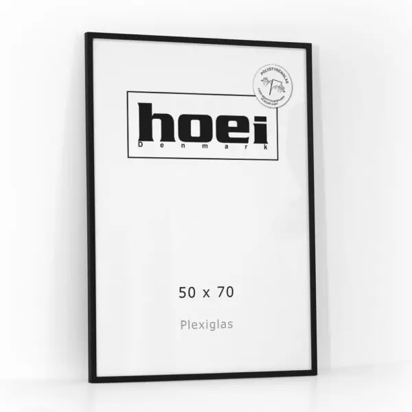 Populær sort billedramme i træ i størrelse 50x70 med plexiglas