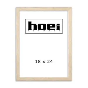 Fotoramme i egetræ look 18x24 med almindelig glas og bagstøtte til at stå.