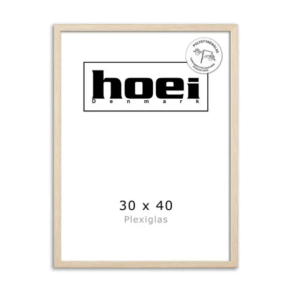Elegant ege look træramme i 30x40 cm med plexiglas