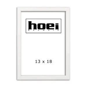 Hvid billedramme i 13x18 cm, med almindelig glas og bagstøtte