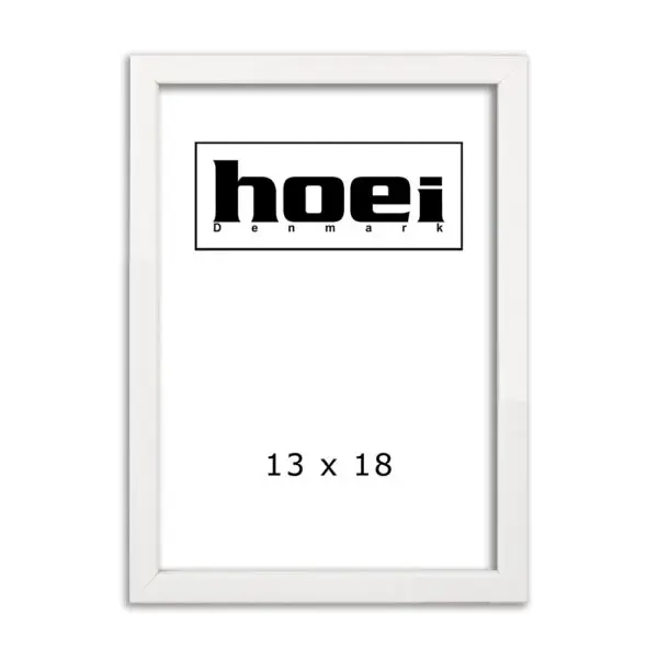 Hvid billedramme i 13x18 cm, med almindelig glas og bagstøtte