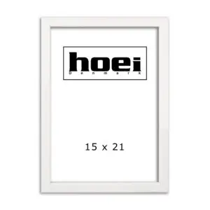 Hvid ramme i 15x21 cm A5, med almindelig glas og bagstøtte