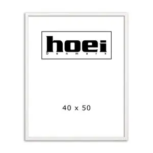 Hvid ramme i 40x50 cm, med almindelig glas og ophæng
