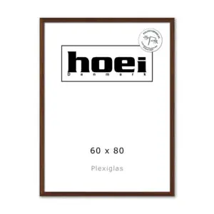 Mørk massiv egetræ ramme plexiglas 60x80