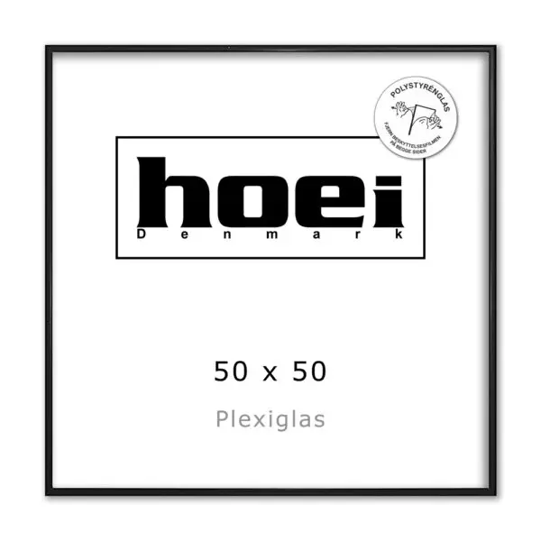 Sort kvadratisk aluminiums ramme - 50x50 cm.