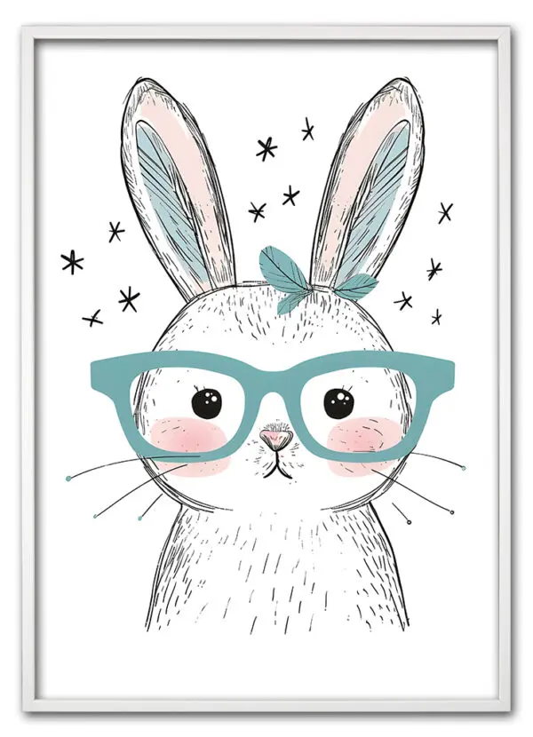 Bunny With Glasses Hvid