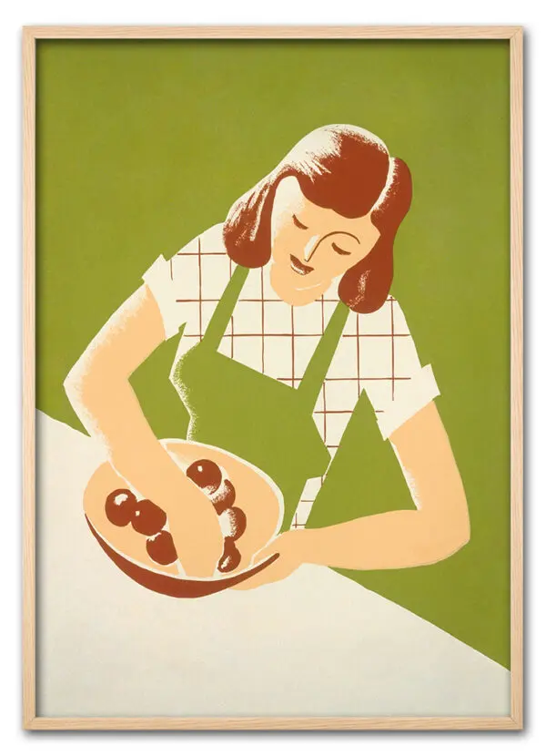 Woman cooking, vintage character illustration. Remixed by rawpi