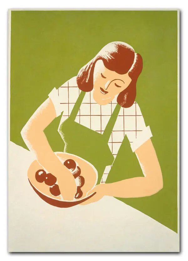 Woman cooking, vintage character illustration. Remixed by rawpi