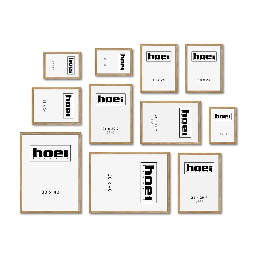 billedvæg massiv eg Billedvæg med massive egetrærammer