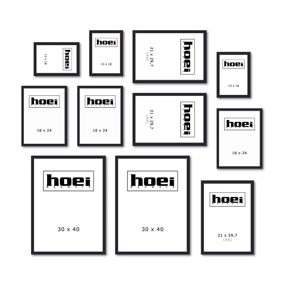 Sort rammevæg Sorte billedrammer i forskellige størrelser