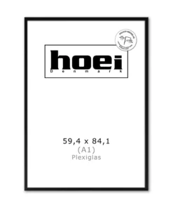Sort plakatramme i A1 59,4x84,1 cm med plexiglas