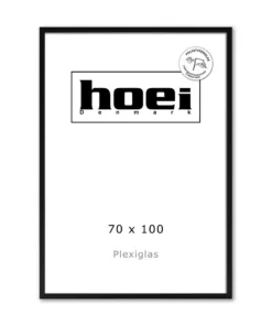 Sort plakatramme i 70x100 cm med plexiglas