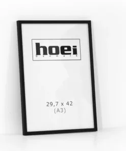 Sort A3 (29,7x42 cm) træramme med almindelig glas.