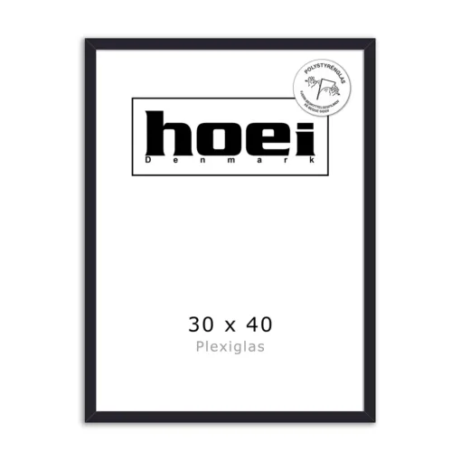 Sort fotoramme i træ 30x40 plexiglas