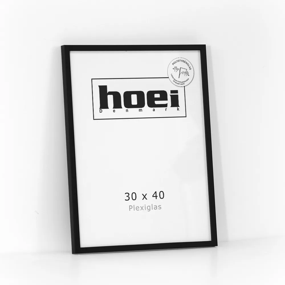 Sort billedramme i 30x40 med plexiglas