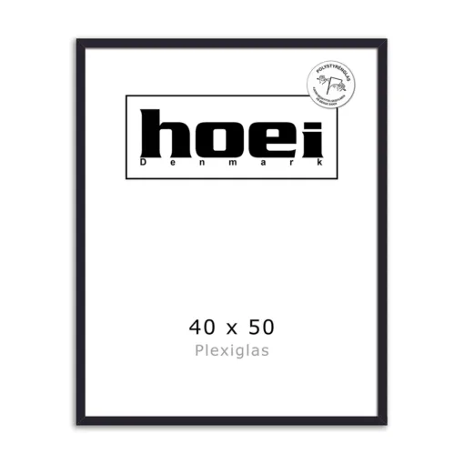 Sort fotoramme i træ Hoei 111 40x50 plexiglas