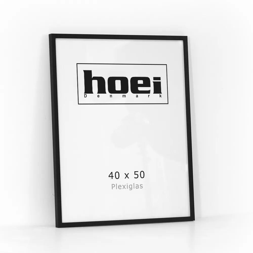 Sort og tidsløs fotoramme i 40x50 cm med plexiglas