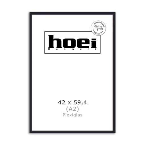 Sort fotoramme i træ Hoei 111 42x59,4 A2 plexiglas front