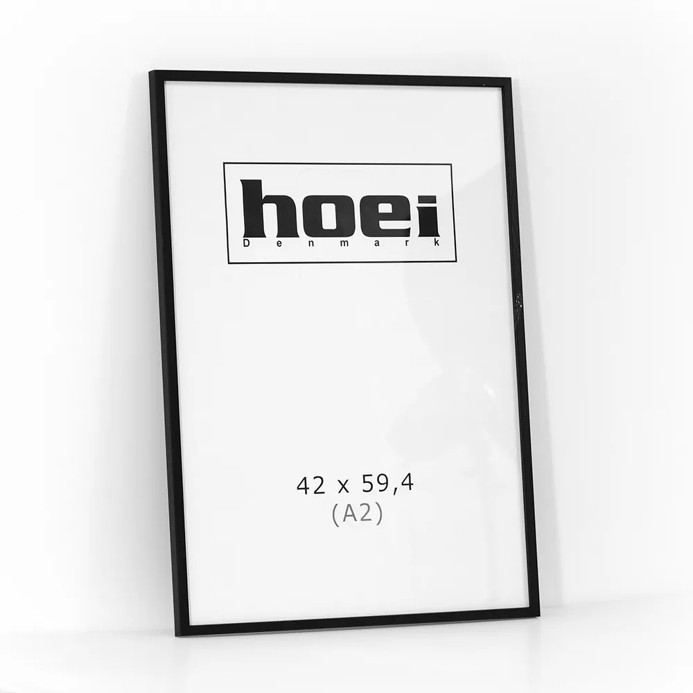 A2 ramme i sort fra Print & Rammer med almindeligt glas