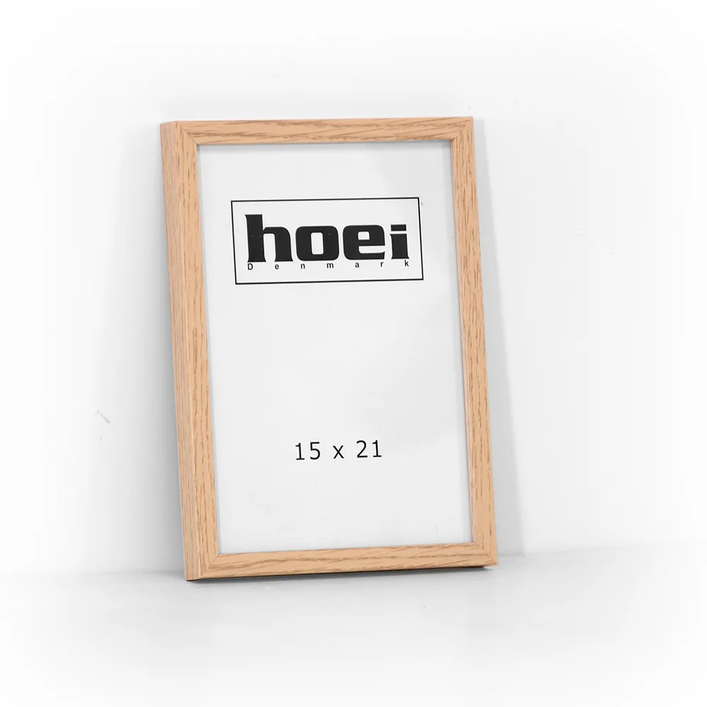 Elegant 15x21 (a5) billederamme i ege look med almindelig glas og bagstøtte