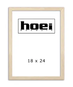Fotoramme i egetræ look 18x24 med almindelig glas og bagstøtte til at stå.