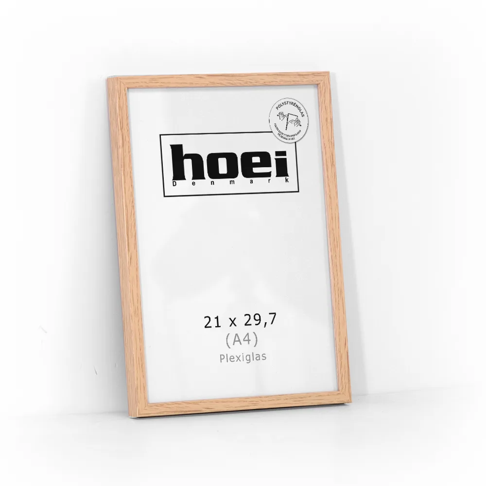 Flot fotoramme til indretning i ege look i A4 21x29,7 cm