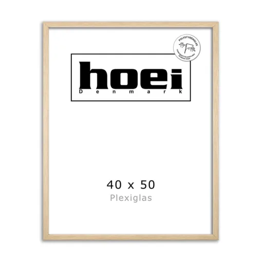 Flot ege træramme i 40x50 cm med plexiglas