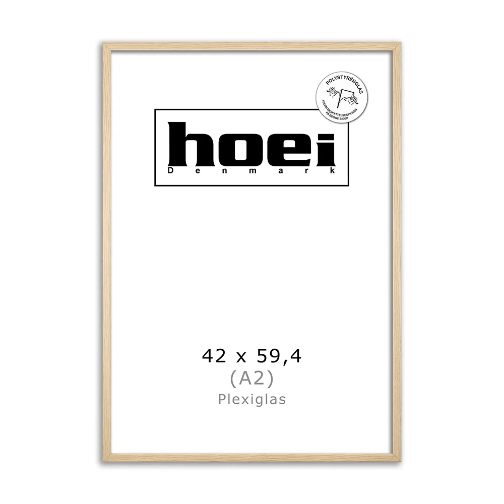 Egeramme 40x50 cm. med plexiglas A2 Billedramme i ege look 42x59,4 cm. med plexiglas.