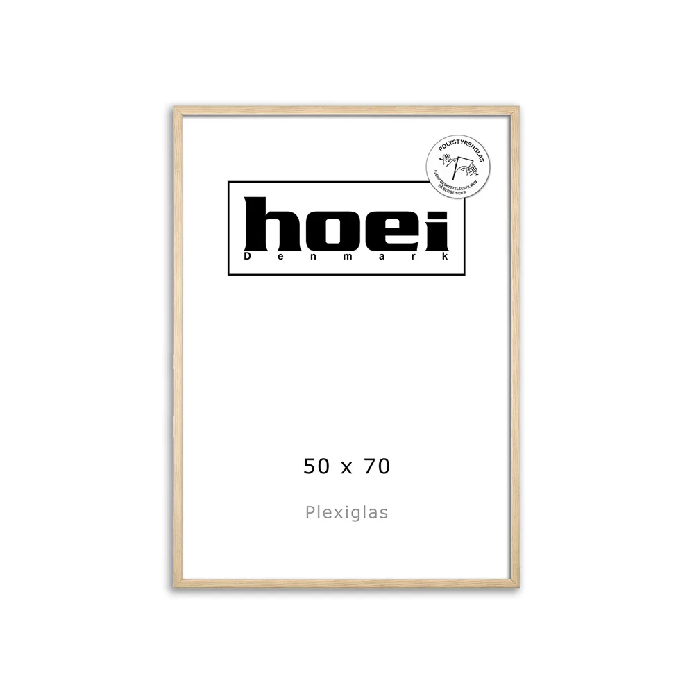 Populær 50x70 egetræs ramme med plexiglas til indramning af plakater