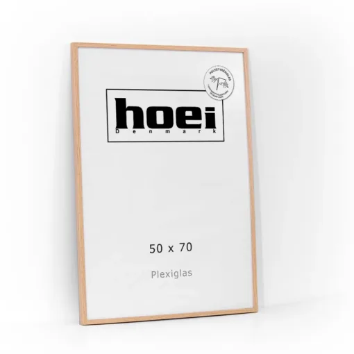 Elegant egetræ look billederamme i 50x70 cm med plexiglas. Ideel til indramning af plakater.