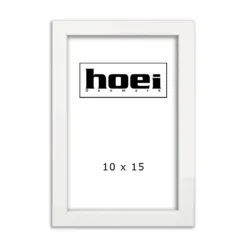 Hvid ramme i 10x15 cm, med almindelig glas og bagstøtte