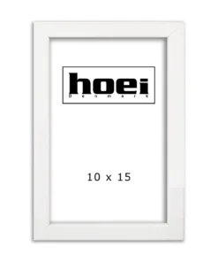 Hvid ramme i 10x15 cm, med almindelig glas og bagstøtte