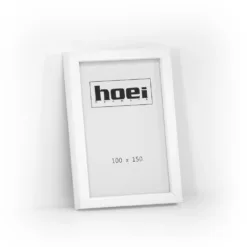 Hvid ramme i 10x15 cm, med almindelig glas og bagstøtte