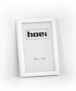 Hvid ramme i 10x15 cm, med almindelig glas og bagstøtte