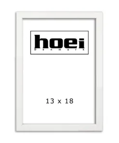 Hvid billedramme i 13x18 cm, med almindelig glas og bagstøtte
