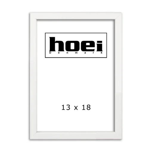 Hvid billedramme i 13x18 cm, med almindelig glas og bagstøtte