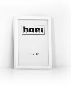 Hvid billedramme i 13x18 cm, med almindelig glas og bagstøtte