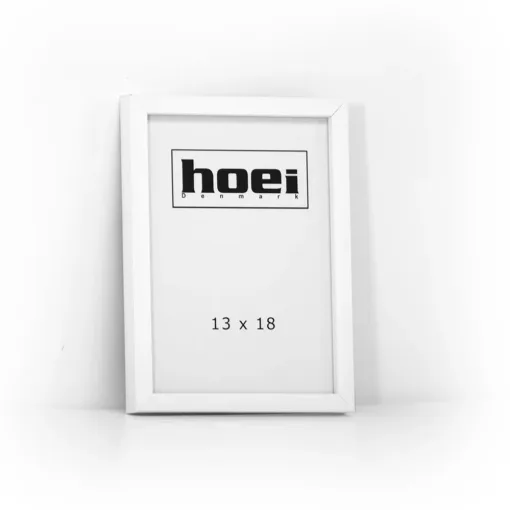 Hvid billedramme i 13x18 cm, med almindelig glas og bagstøtte