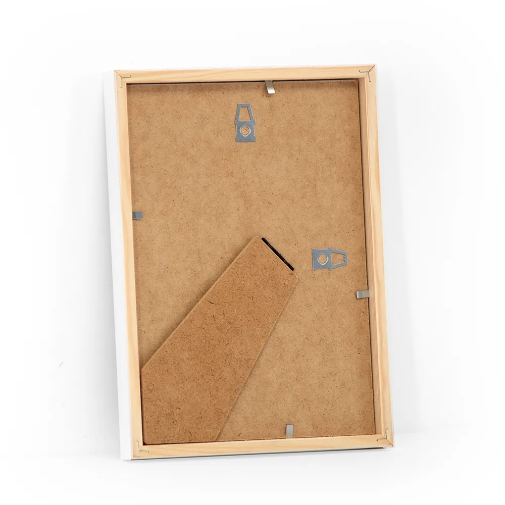 Hvid ramme i 15x21 cm A5, med almindelig glas og bagstøtte