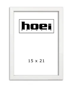 Hvid ramme i 15x21 cm A5, med almindelig glas og bagstøtte