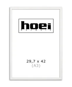Populær hvid træramme i A3 (29,7x42 cm) med almindelig glas