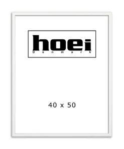 Hvid ramme i 40x50 cm, med almindelig glas og ophæng