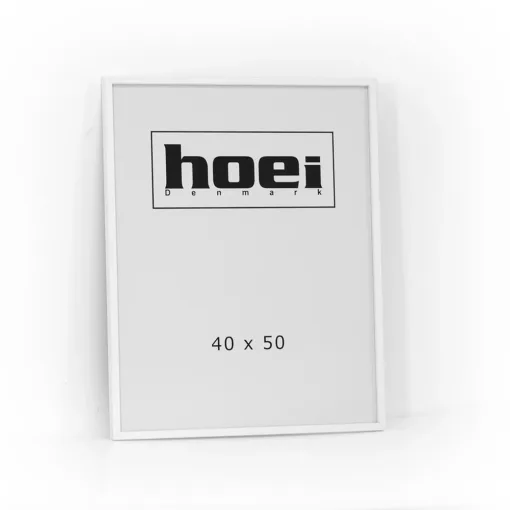 Hvid ramme i 40x50 cm, med almindelig glas og ophæng