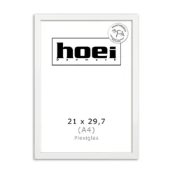 Fotoramme i 21x29,7 A4 cm, hvidmalet med plexiglas og bagstøtte