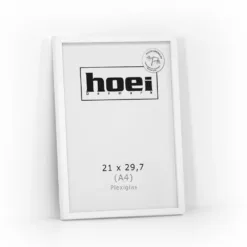 Fotoramme i 21x29,7 A4 cm, hvidmalet med plexiglas og bagstøtte