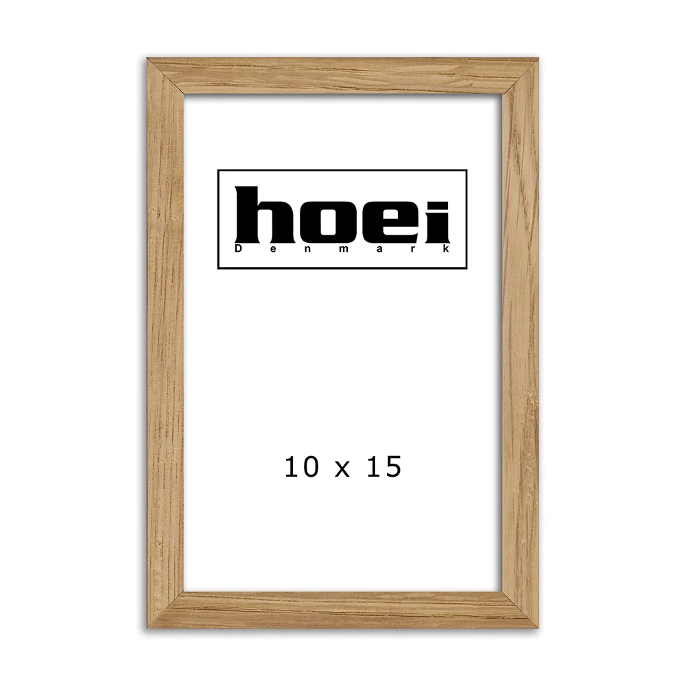 Massiv egetræsramme 10x15 cm med glas og bagstøtte